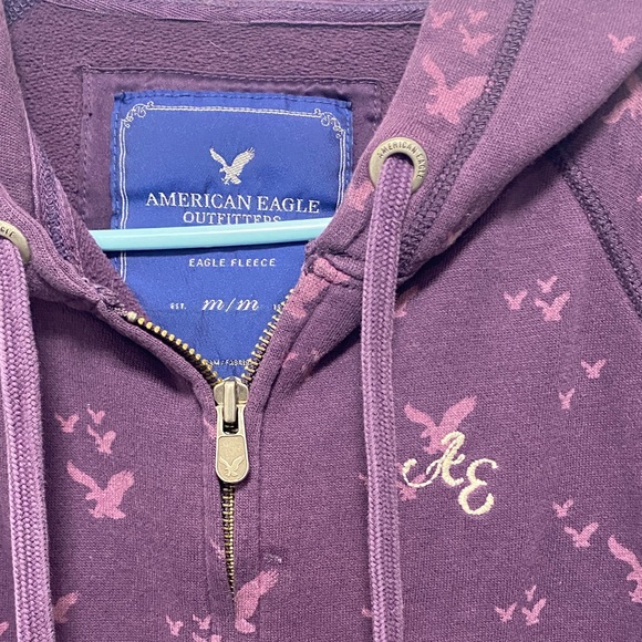 American Eagle Purple Hoodie with Bird Print - Picture 3 of 4